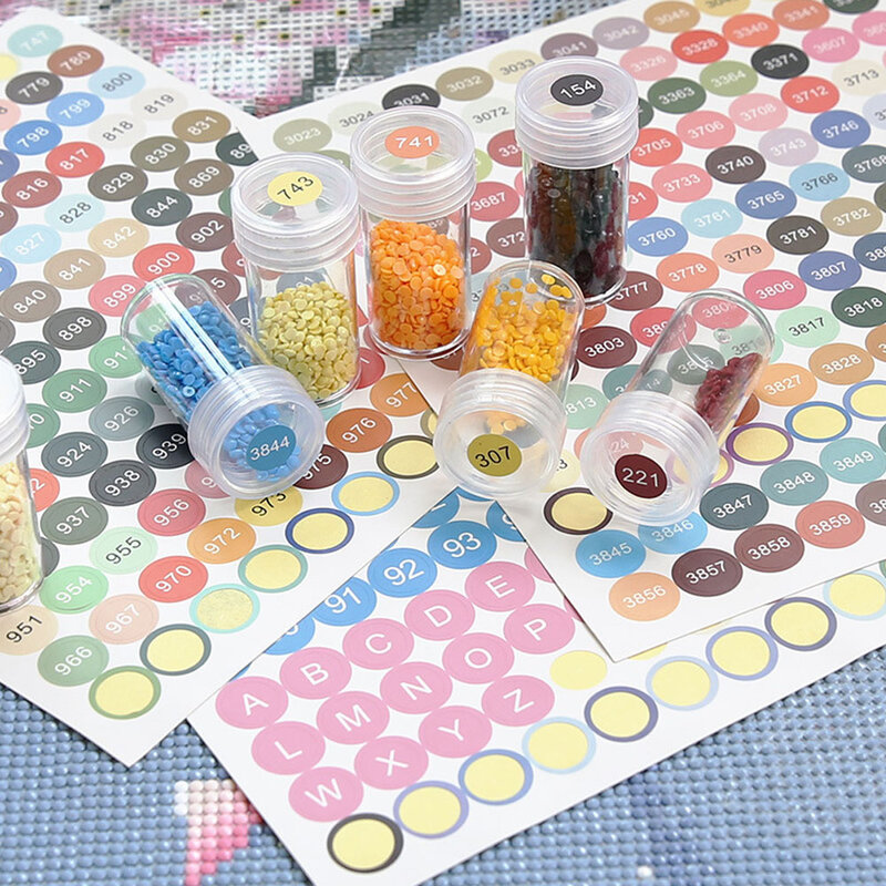 30/60PCS Drill Bottle Diamond Painting Accessories DMC Full Color Label Paper Tools Storage Containers Bag Carry Case Mosaic Box