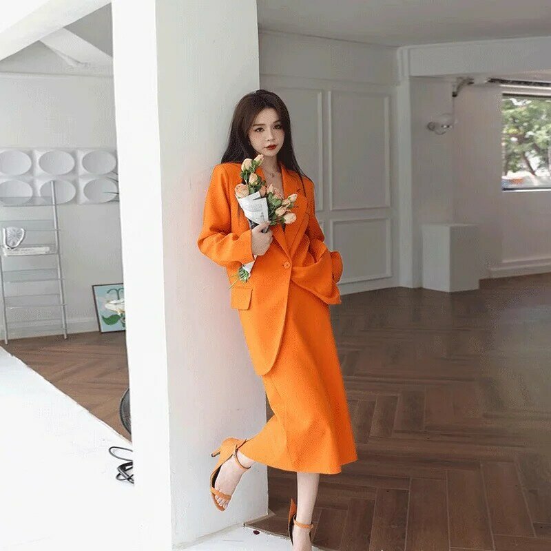 2-A9 Zhao San Orange high-end suit + gonna due pezzi donna early au24 new temperament socialite suit view