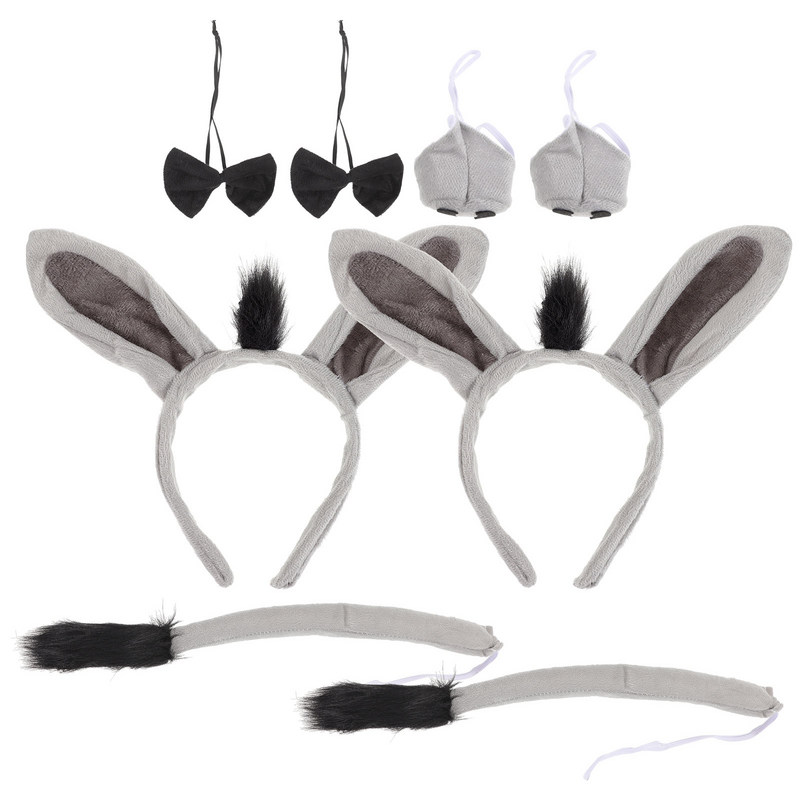 Beaupretty Makeup Set Headband Bowtie Tail Nose Costume Kit Halloween Cartoon Tails Cosplay Props Party Womens Headbands