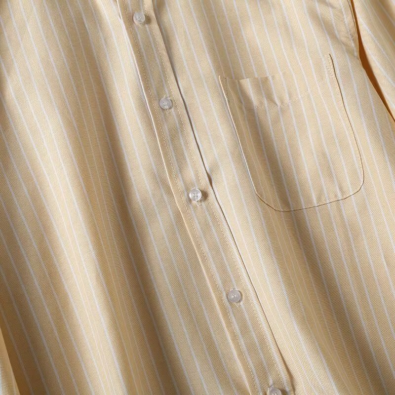 قميص نسائي مخطط غير رسمي من Jenny & Dave قميص رجالي ياباني بسيط من القطن أكسفورد للغزل