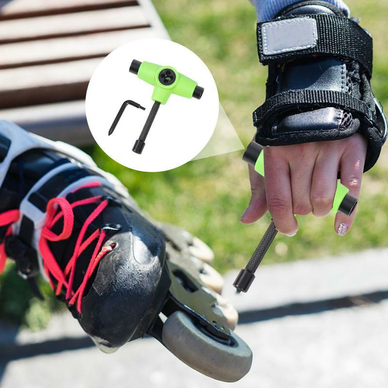 Alat Skate Skateboard, alat perbaikan tipe T untuk Skateboard, pegangan Bar, kunci pas keran Ratchet untuk sepatu roda empat