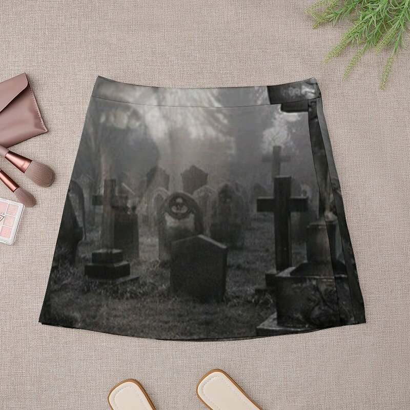 Cemitério Mini saia feminina, vestido de verão