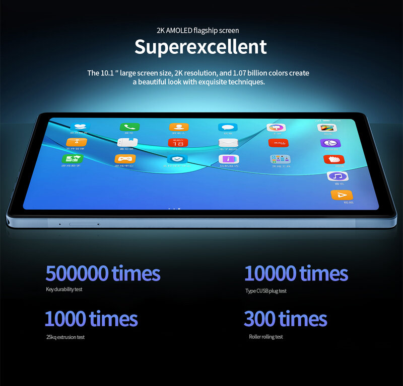 Sauenaneo-Tableta Android 12 pulgadas de 2024, Tablet con diez núcleos, 8GB de RAM, 10,1 GB de ROM, red 4G, 256 mAh, 8000