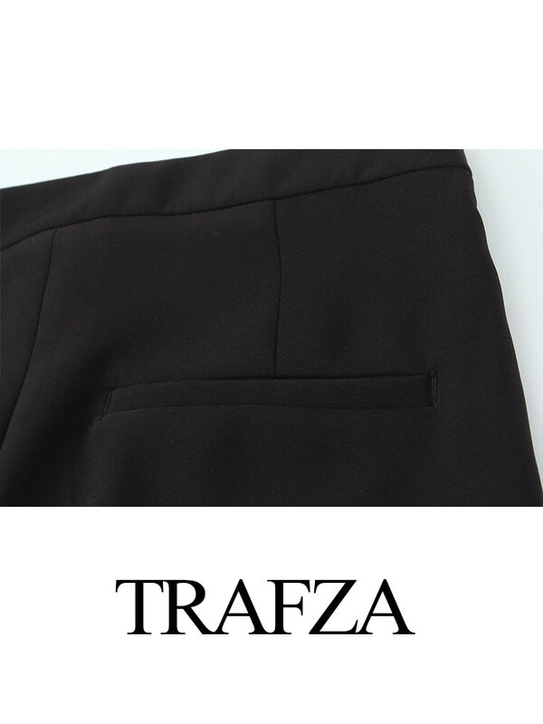 Trafza Zomer Streetwear Stijl Potlood Broek Hoge Taille Zoom Versieren Zakken Rits Broek Dames Mode Lange Broek