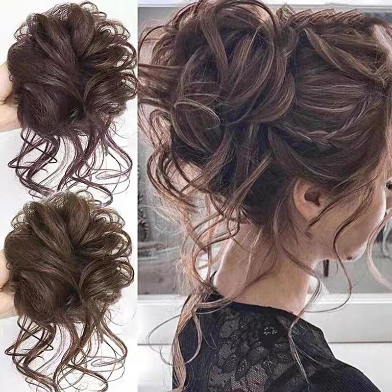 Beautiful Curly Hair Wig Natural Look Grab Clip Wig Realistic Messy Curly Synthetic Hair Chignon Decorative