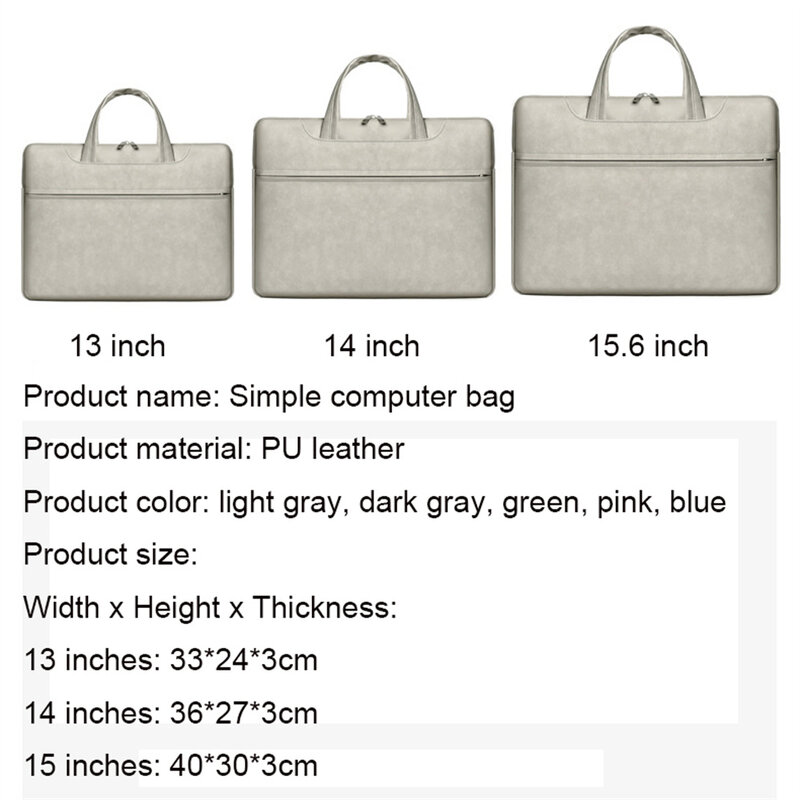 Waterproof Leather Laptop Bag 13 14 15.6 inch Handbag Women Notebook Bag For Macbook Pro Air 13 Case Xiaomi PU Computer Bag