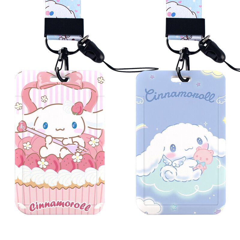 W Sanrio-Soporte Cinnamoroll, correa de cuello con cordón de Anime japonés para llave, tarjeta de identificación, correas de teléfono, soporte para insignia, accesorios para llaveros