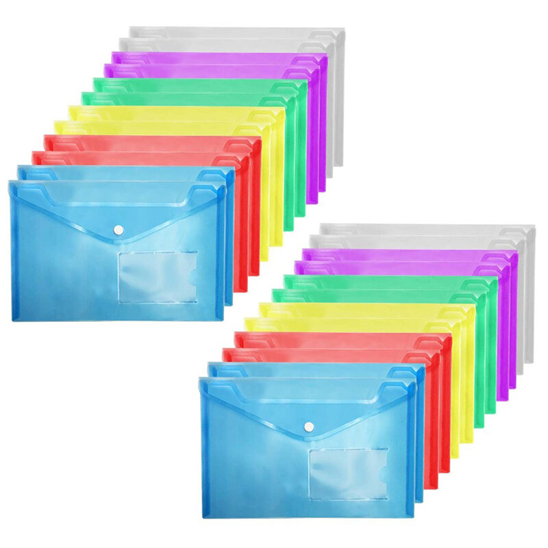 Bolsa de plástico transparente para guardar documentos, almacenamiento de papel A5 para carpetas