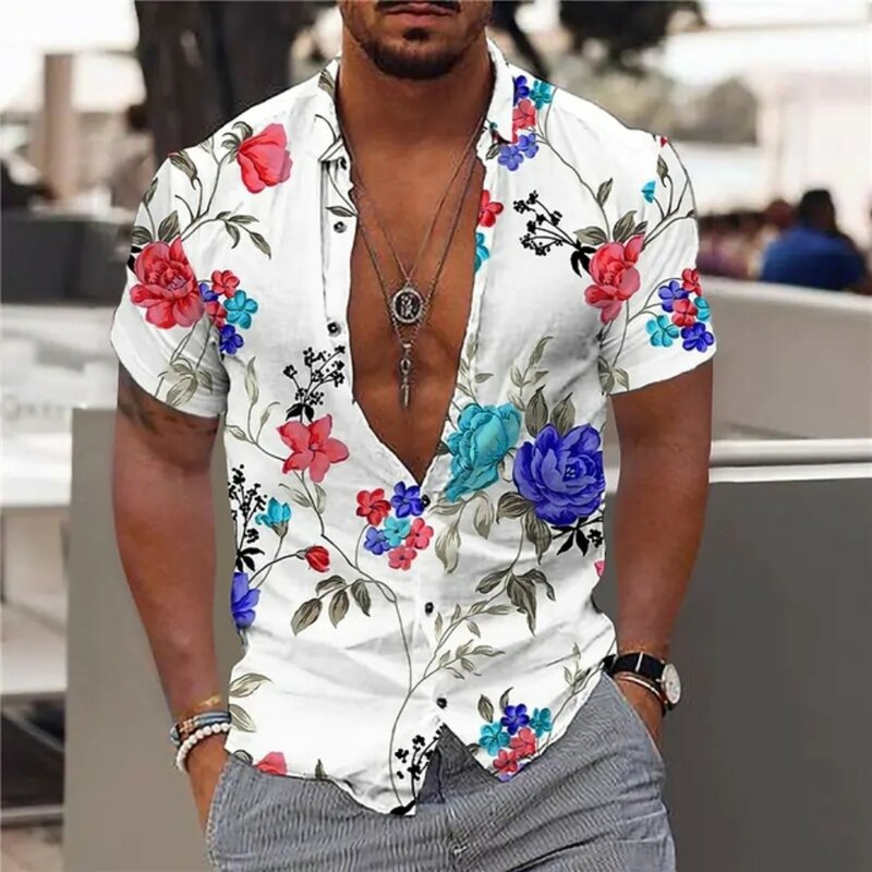 Camisa de praia manga curta masculina, estampa 3D, blusa havaiana, gráfico coco árvore, roupas da moda, tendência do verão, novo, 5XL, 2023