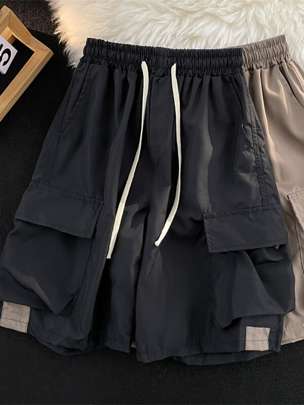 กางเกงขาสั้นลายพรางสีทึบสำหรับผู้ชายใส่ในฤดูร้อนกางเกงคาร์โก้หมาป่ามีหลายกระเป๋าเสื้อผ้าผู้ชาย E169