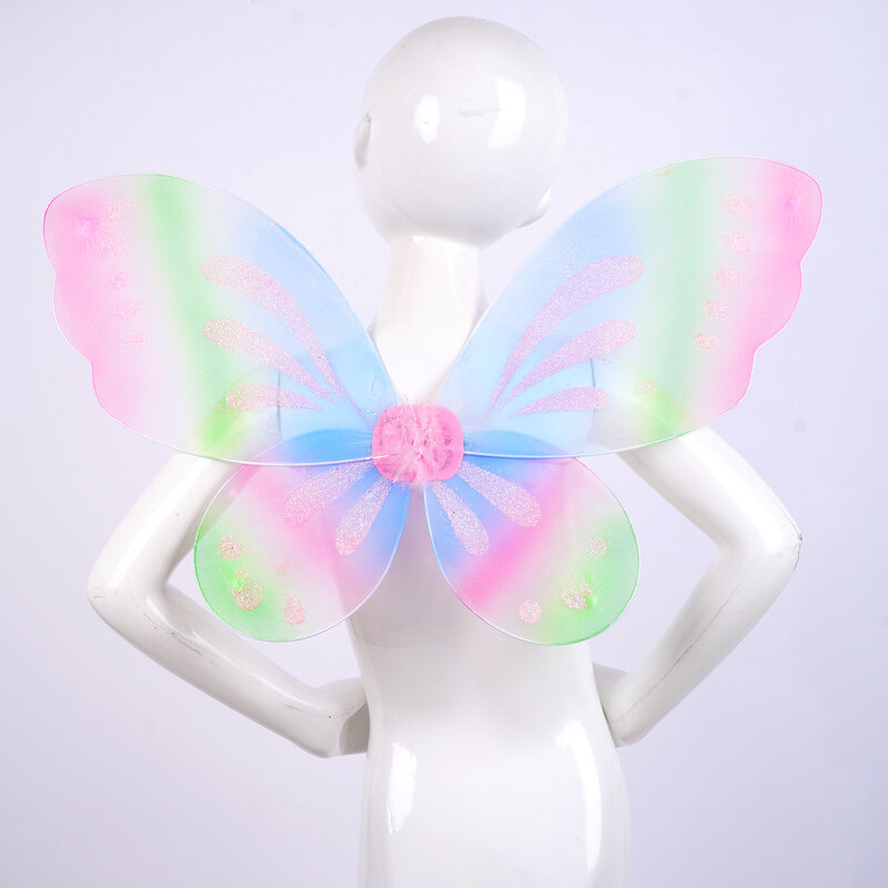Kostum Peri Sayap Peri Kupu-kupu Anak Perempuan Sayap Putri Berkilau Hadiah Pesta Kostum Sayap Peri Gaun Balita 45X57Cm