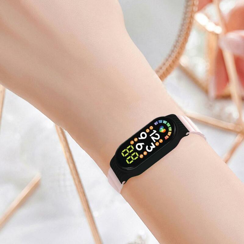 Jam tangan pasangan, jam tangan elektronik tali silikon ultra-tipis tahan air tampilan LED, jam tangan pelajar untuk olahraga bisnis santai