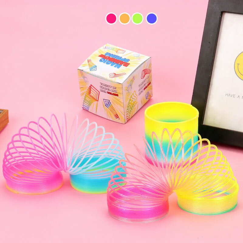 10PCS for Kids Girls Boys Spring Rainbow Magic Fidget Stress Coil Springs Bulk Mini Toys Party Favors Toys