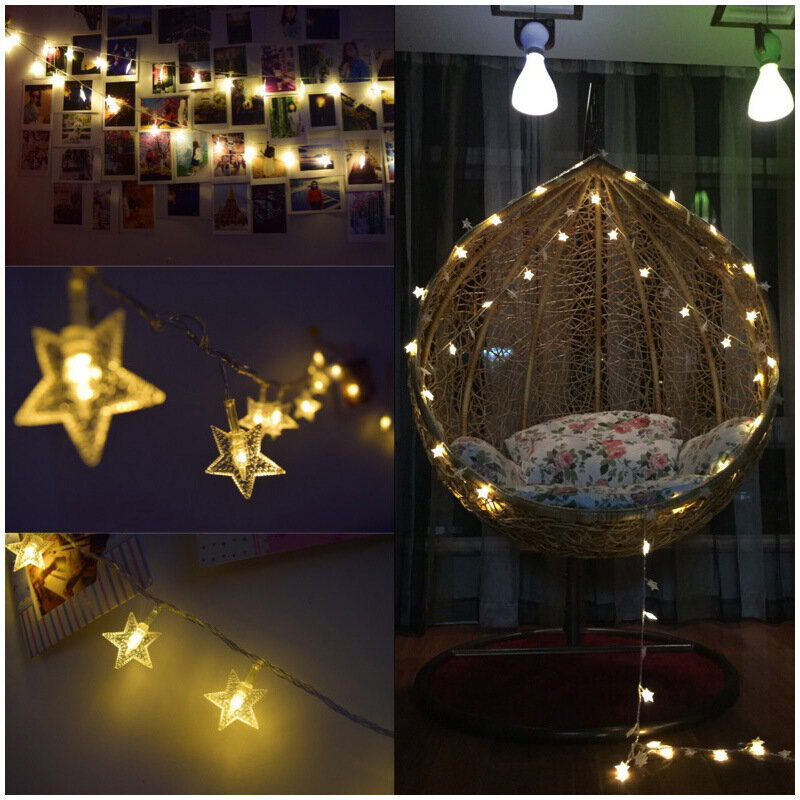 80/40/20/10 LED Twinkle Star Snowflake świecący bajkowy łańcuch girlandy zasilany z baterii lampa świąteczna świąteczna dekoracja na przyjęcie ślubne