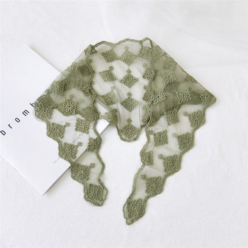 25x95cm pashmina malha cabeça cachecol bordado losango envoltório xale renda transparente floral bandana longo cachecóis feminino foulard