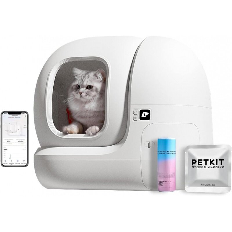 Petkit puremax self cleaning cat litter box, automatic app control smart litter box with 76l x-large space, xsecure integrated s