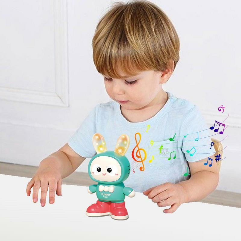 Conejo de juguete interactivo con luces y música para niños, juguete educativo para niños pequeños