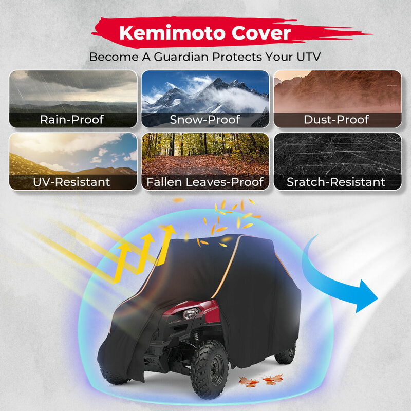 UTV Black Waterproof Utility Vehicle Storage Cover Side-by-Side SxS Compatible with Polaris Ranger 570 900 S 1000 RZR 900 Models