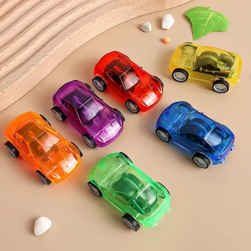 10/1 buah mainan mobil Mini pembalap mundur tarik perlengkapan pesta ulang tahun mobil Mini hadiah kendaraan plastik Set mobil balap cepat