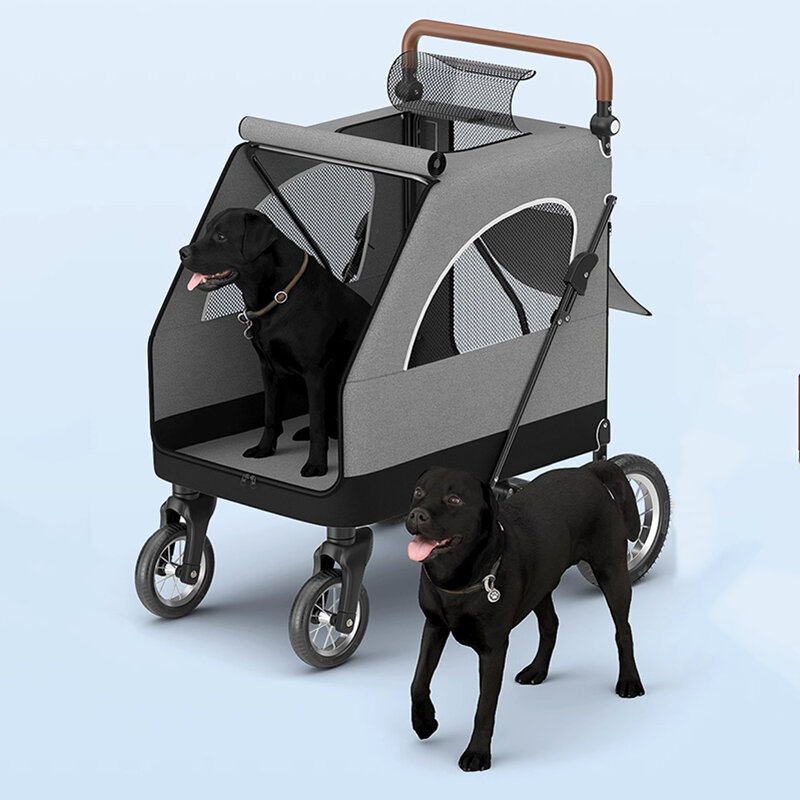 Carrinho dobrável para cão grande, carrinho de estimação ao ar livre, carrinho de transporte leve, gato e animal, companheiro