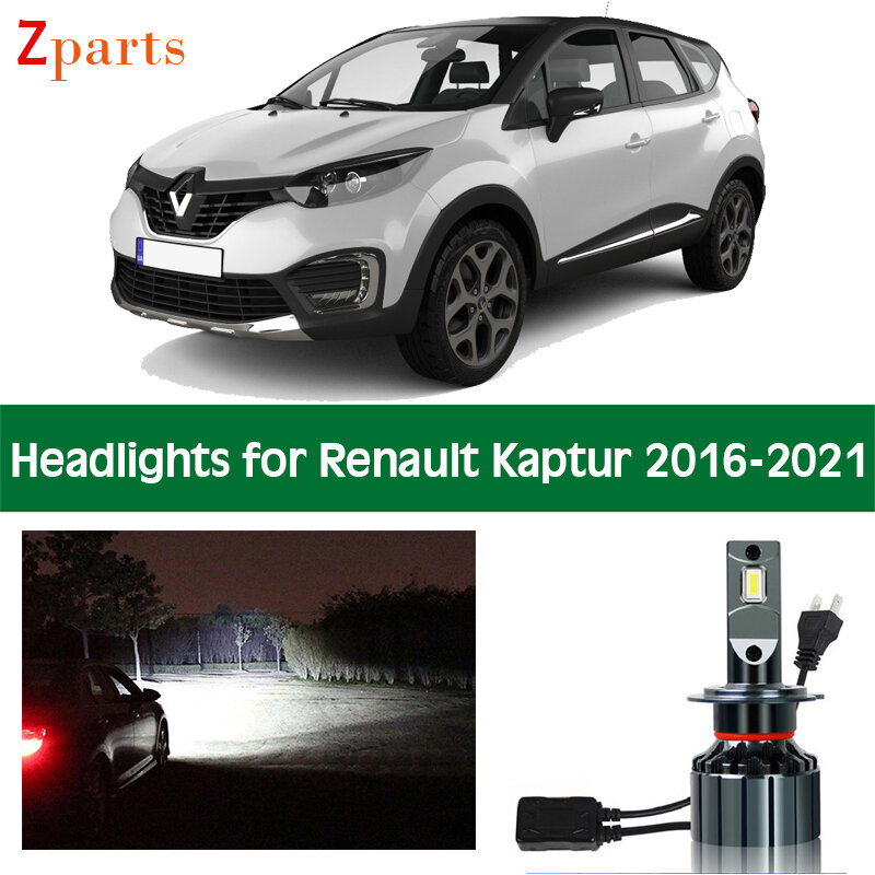 Bombillas de coche para Renault Kaptur, faro LED, luz de cruce, luz de carretera, Canbus, luces blancas, lámpara delantera, 12V, 6000K, accesorios