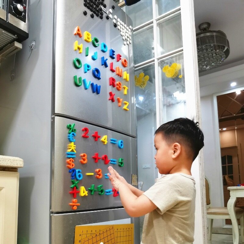 Autocollants de réfrigérateur en plastique, lettres de l'alphabet, apprentissage magnétique, jouets éducatifs, d'orthographe, de comptage, pour enfants en bas âge, 26 pièces