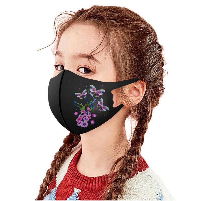 1pc Girl'S Fashionable And Cool Animal Print Mask Children'S Washable And Reusable Cotton Protective Child Friendly Face Masks