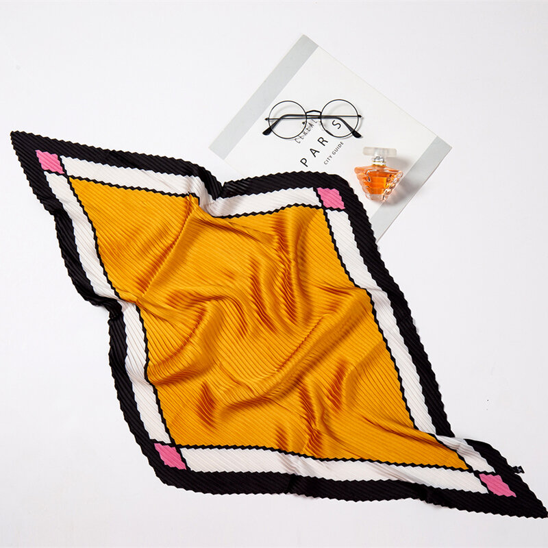 Женский шарф в клетку, квадратный шелковый шейный платок
