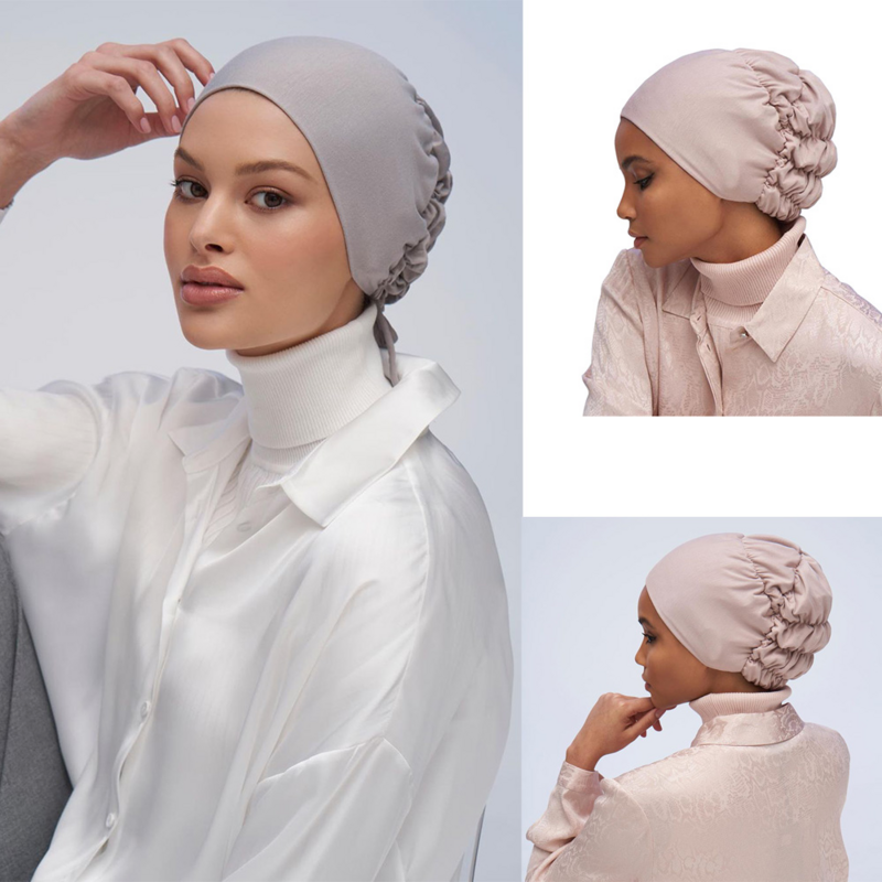 Jilbab Turban topi katun dengan Band Adjustable jilbab dalam topi Muslim Turban nyaman mode Modal syal gamis Jersey