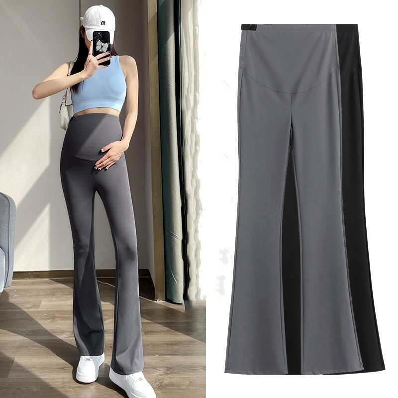 Pantaloni da Yoga premaman per l'estate 2023 nuovi vestiti per le donne incinte moda solido gravidanza Flare Shark pantaloni Leggings M-XXL