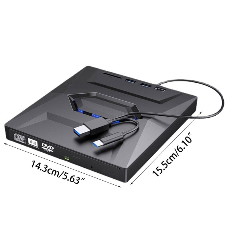 USB3.0 Type-C محرك أقراص DVD DVD خارجي رفيع ومشغل قارئ محرك الأقراص الضوئية