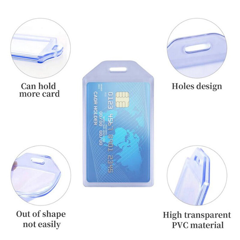 حامل شارة بطاقة هوية شديد التحمل ، بلاستيك صلب ، عمودي ، ناعم ، شفاف ، حامل بطاقة PVC ، علامة الاسم ، 57x102mm