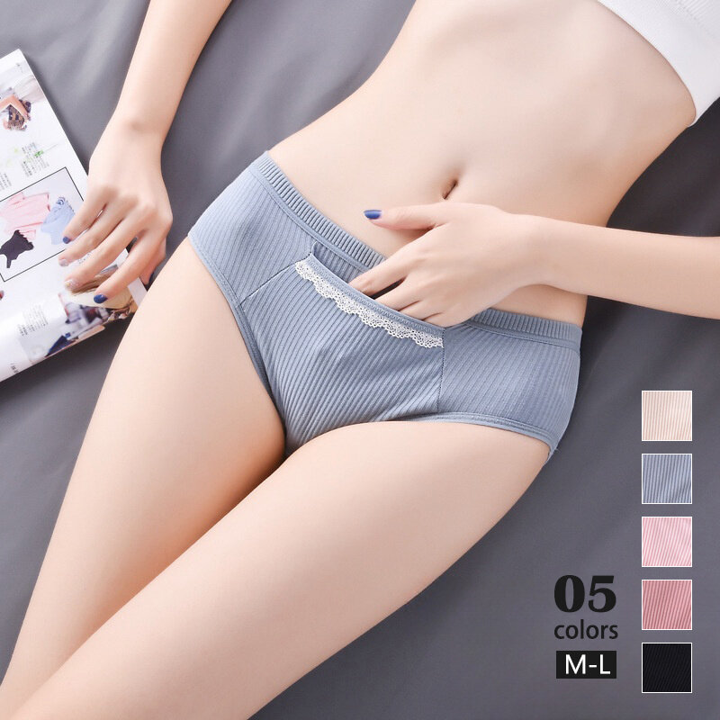 Celana dalam wanita katun murni, 2 potong set padat anti bocor periode katun pakaian dalam fisiologis anti bocor