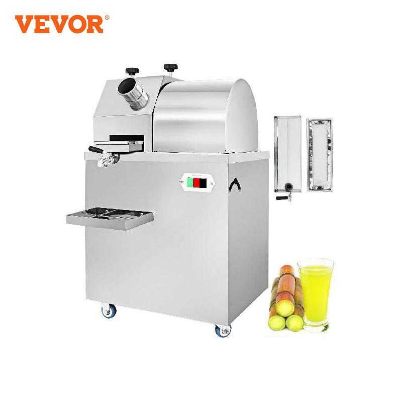 VEVOR Sugarcane Press Electric 3/4 Stainless Steel Rollers Sugar Cane Press with Acrylic Transparent Door for Commercial Use