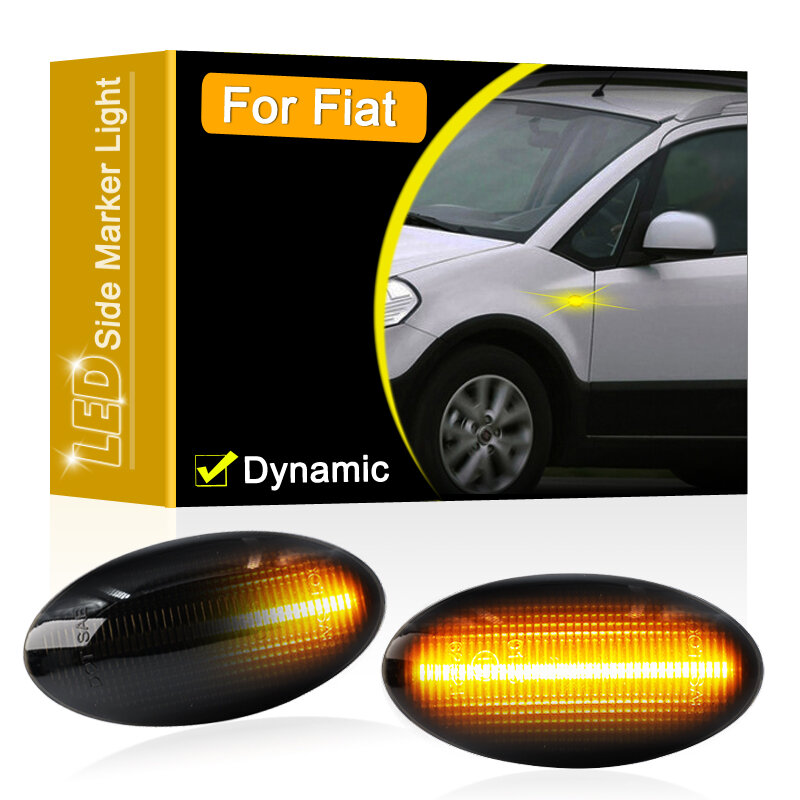 Smoked Lens Waterproof LED Side Fender Marker Lamp Flowing Turn Signal Light For Fiat Sedici 2005 2006 2007 2008 2009 2010-2014
