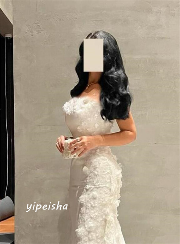 Yipeisha-line appiqueイブニングドレス、足首の長さのスカート、スパゲッティストラップ、サイズが利用可能、ファッション