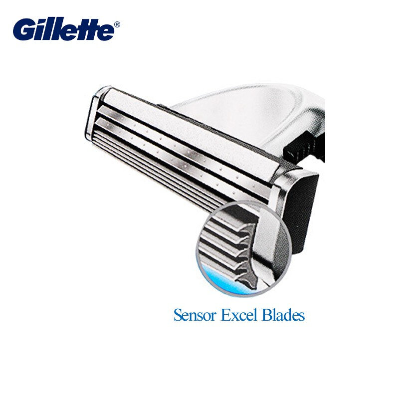 Gillette-cuchillas de afeitar de doble capa para hombre, cabezales de repuesto para afeitado de barba Facial, Sensor Excel, 10 piezas