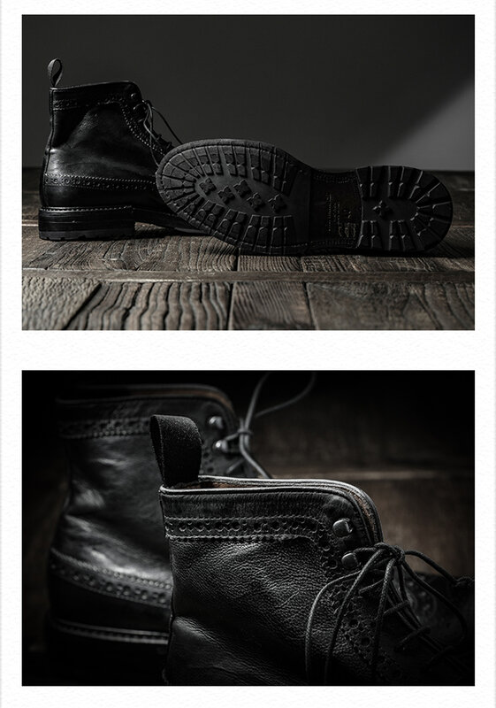 Original italiano brouge sapatos de couro vaca alta classe itália importados botas hightop lazer clássico rico homem sapatos moda