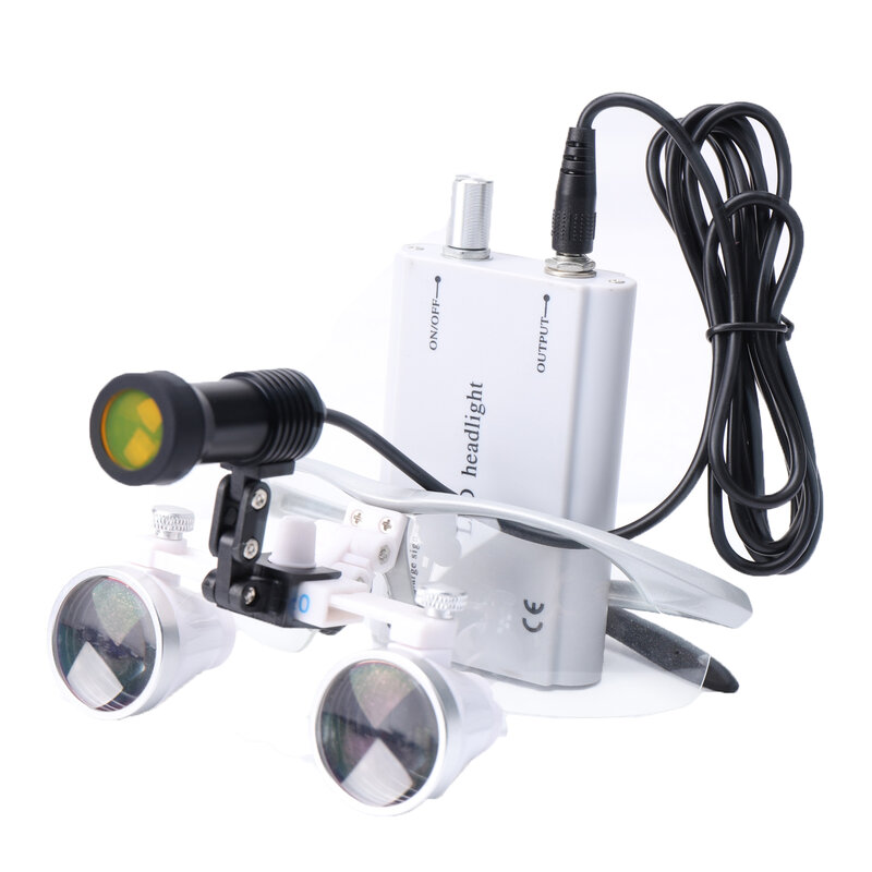Dental Loupes Binocular Magnifier 2.5X 3.5X Carton Optional LED Head Lamp Headlight  Yellow Filter Dentist Tools Surgical Light