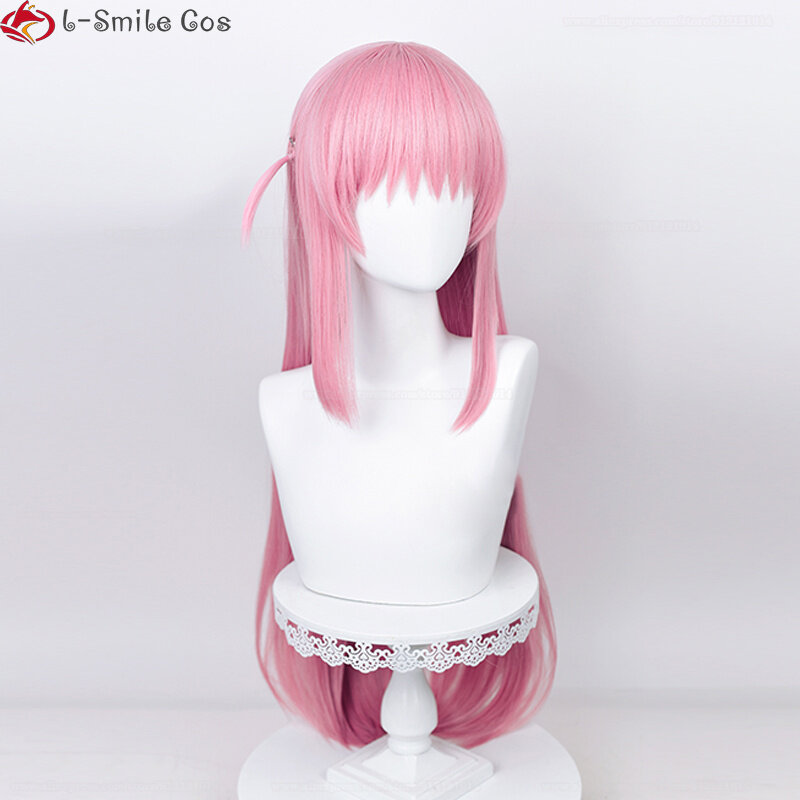 Парик для косплея из аниме «Gotou Hitori», термостойкие розовые прямые волосы длиной 80 см, Женский стандартный, с шапочкой