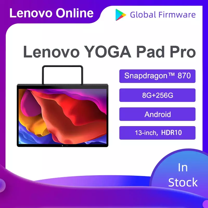 Lenovo-Tableta de Yoga Pad Pro, PC con Snapdragon 870, ocho núcleos, 8Gb de Ram, 256GB de Rom, pantalla 2K de 13 pulgadas, Android 11, batería de 10200mAh, nuevo producto