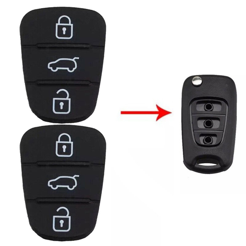 1 Paar Voor Hyundai I10 I20 I30 Voor Kia Cee'd Auto 2012 Auto Afstandsbediening 3 Knoppen Sleutelhangers Case Rubber Shell Zwarte Accessoires