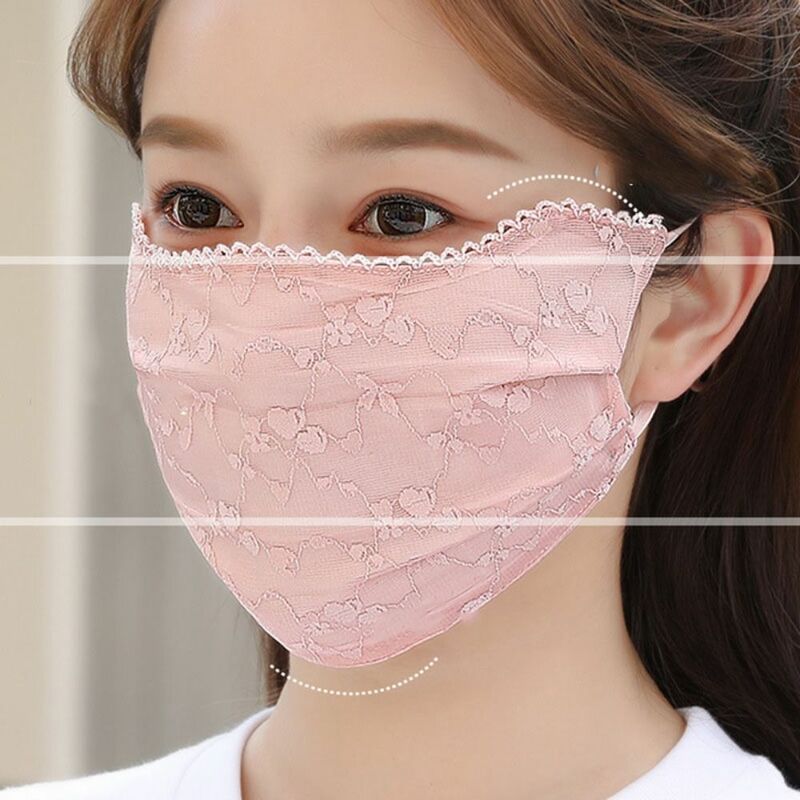 Masque de protection solaire en dentelle avec sangle réglable, couverture qualifiée ale, fleur, Face Ear, protection UV, document solide