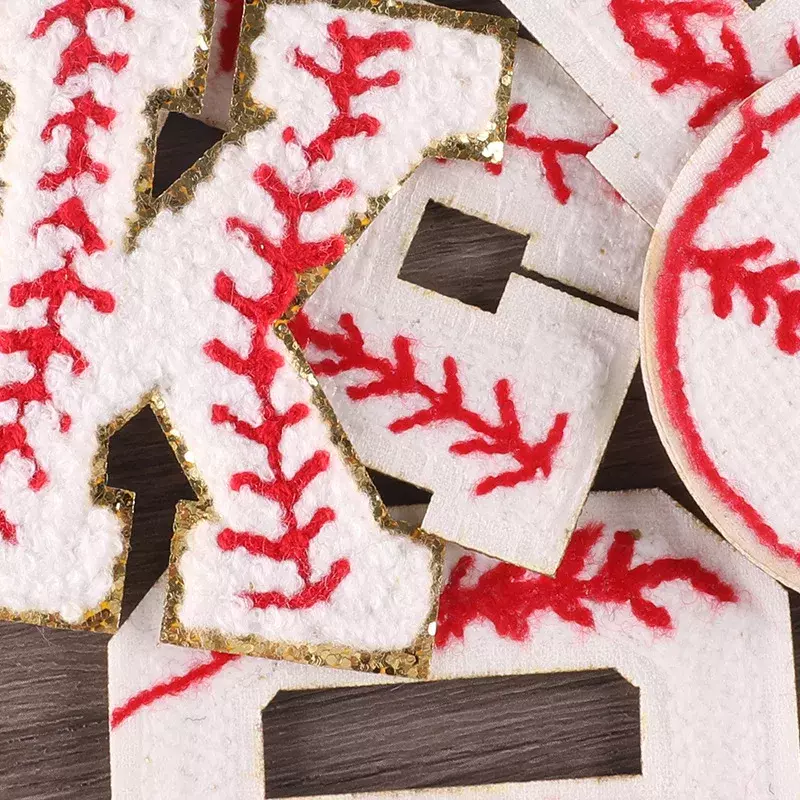 Hot Chenille Baseball Embroidery Patch Letter Sticker DIY Alphabet Iron on Patches Badges Fabric Accessories for Clothing Hats