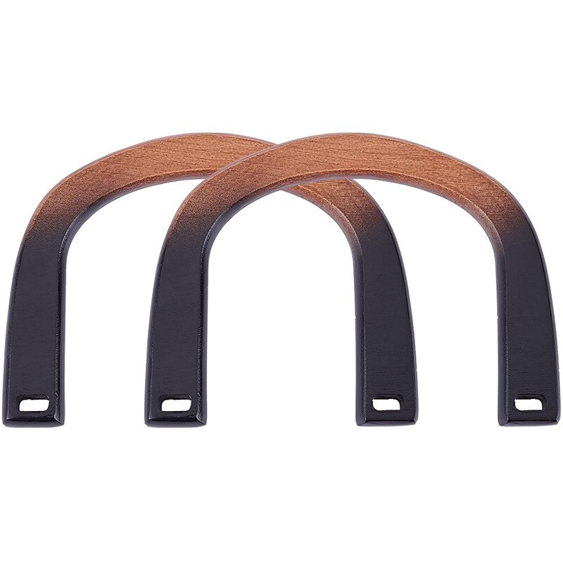 2 buah gagang dompet kayu berbentuk U gagang kayu untuk tas tangan DIY buatan tangan Macrame tas pengganti untuk tas pantai