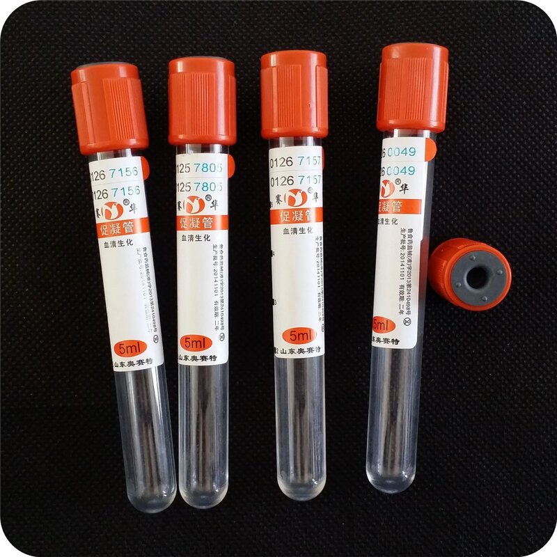 Tubo plástico de coleta de sangue a vácuo, Médico sem tubo liso aditivo, Tubos de ensaio comuns, 10ml PRF Tube, 50pcs