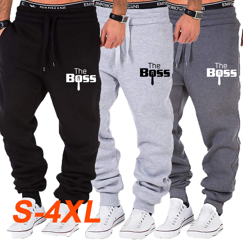 New Men's Pants Fitness Sports Pants Boss Printed Men's Casual Pants Soft Sports Pants Jogging Pants Plus Size S~4XL