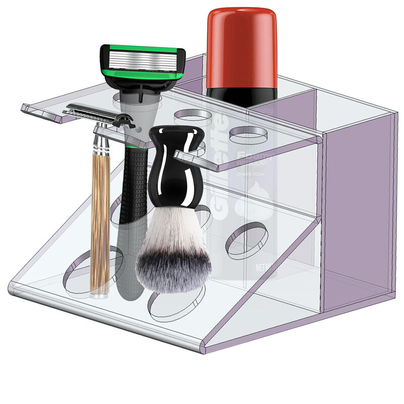 Safety Razor Stand with Brush Holder, Safety Razors Storage Shaving Holder for Men Fits Most Brushes and All Kinds Of Razors