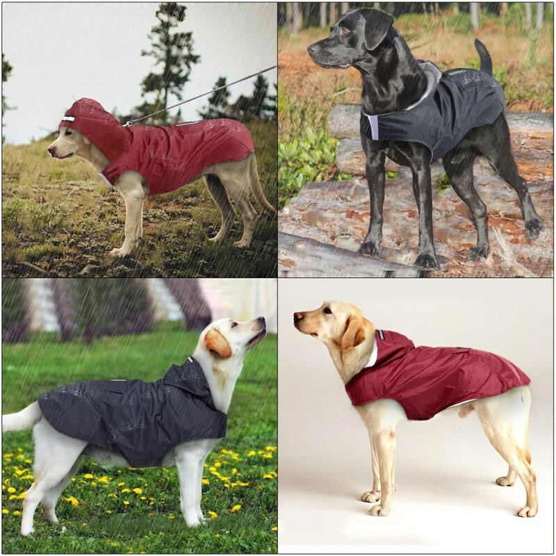 Cão capa de chuva à prova dwaterproof água hoodie jaqueta chuva poncho pet rainwear roupas com faixa reflexiva cães ao ar livre capa de chuva acessórios