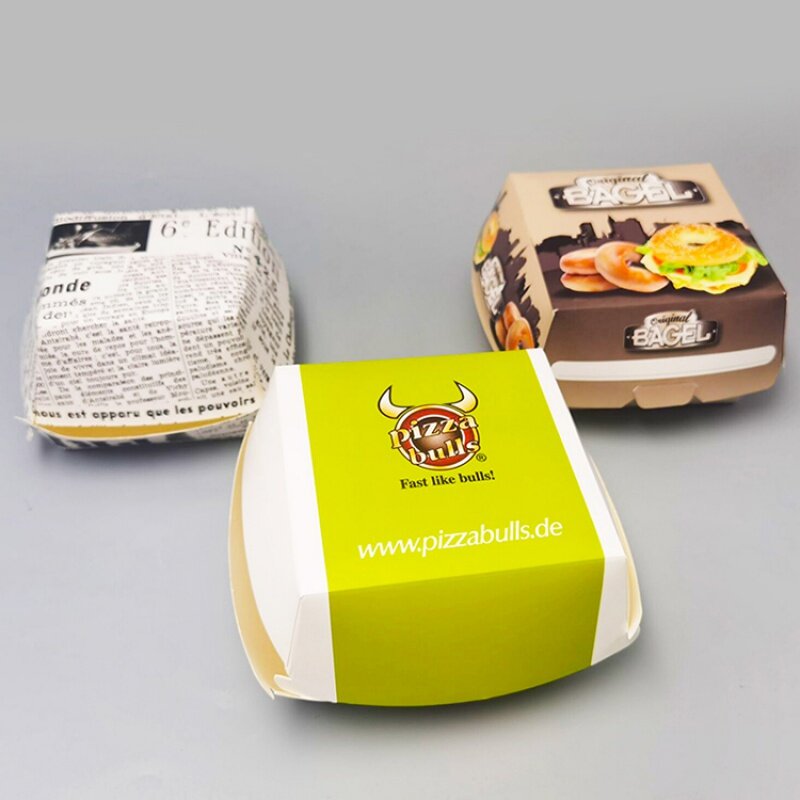 Customized productKingwin Custom Disposable Food Grade Cardboard Hamburger Packaging Paper Burger Box